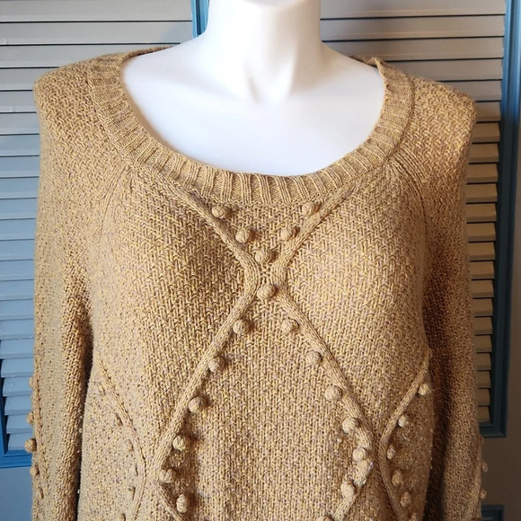 Anthropologie Moth Yellow Pom Pom Knit Sweater - Picture 3 of 15